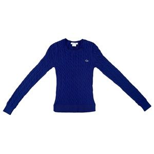 Lacoste Fall Winter Ocean Blue Long Sleeves Knit Sweater Top Women's Size XS